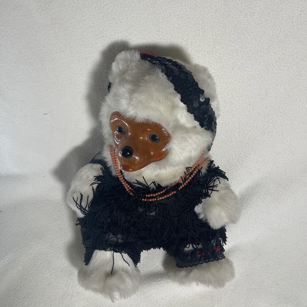 ROBERT RAIKES Applause White Bear with Black Flapper Dress & Headband 1986 - Picture 8 of 8